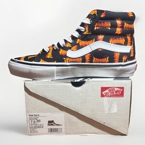 Vans x Thrasher Men's Skate Sk8-Hi Black Multi White Canvas shoes Size 7 New